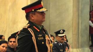 President Mukherjee confers General of the Indian Army to Chief of the Army Staff Nepalese Army [upl. by Nirro]