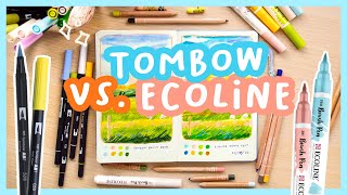 Comparing Brush Pens Tombow vs Ecoline ✨ [upl. by Ramyar]