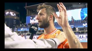 Corentin Moutet speaks to the Chileans after win against Jarry at 2024 Chile Open [upl. by Hanako821]