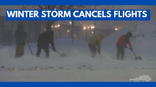 01122024 Omaha NE  Whiteout Conditions  Plane Deicing  Canceled Flights [upl. by Nodyl600]