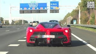 Ferrari Laferrari Autobahn Chase  Powerslide Startup amp Revs [upl. by Otcefrep]