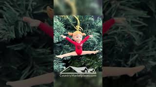 Personalized Gymnast Girl Red Leotard Blonde Ornament [upl. by Thenna]