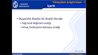 10 Duyarlılık Analizi  Aralık hesabı [upl. by Navonoj]