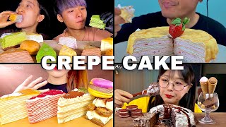 MUKBANGERS consuming CREPE CAKE [upl. by Ahsinrev]