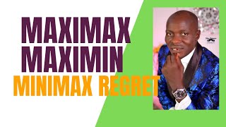 MaximaxMaximinMinimax regret Decision Making Payoff table [upl. by Ahsikcin]