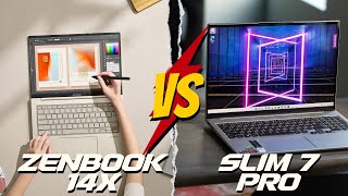 Asus ZenBook 14X Vs Lenovo Slim 7 Pro Detailed Comparison [upl. by Jessamine]