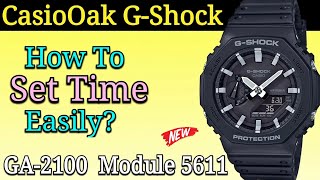 Casio GShock GA 2100  GM 2100 How To Set Time [upl. by Eniluqaj]