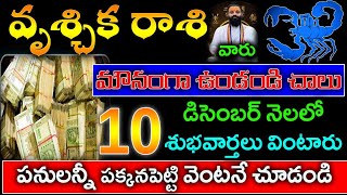 వృశ్చికరాశి వారు మౌనంగా ఉండండి చాలు డిసెంబర్ నెలలో 10శుభవార్తలు వింటారు Vruchika [upl. by Ellah]