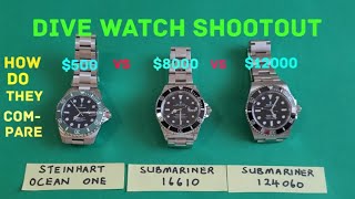 DIVE WATCH SHOOTOUT STEINHART vs SUBMARINER 16610 vs 126060 [upl. by Schoof]