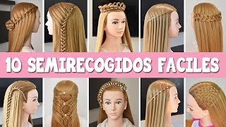 10 Semirecogidos faciles  Peinados con trenzas rapidos para cabello largo y suelto [upl. by Enilesoj513]