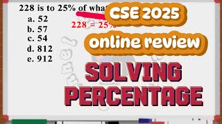 Civil Service Exam Reviewer 2025  Solving Percentage [upl. by Rudin]