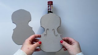 Cardboard bottle decor idea  How to make a violin from a bottle [upl. by Osicran]