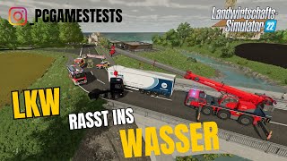 LS22 LKW Rasst ins Wasser EINSATZ für Feuerwehr und Polizei [upl. by Sargent]