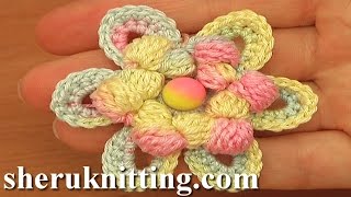 Crochet Cluster Stitch Center Flower [upl. by Savinirs]