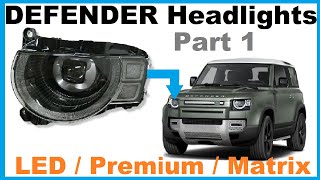 Land Rover Defender L663 Headlight Options  Headlamp Upgrades LED  Premium  Matrix  Part 1 [upl. by Acinahs706]