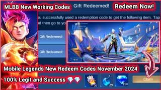 Mobile Legends Redeem Codes November 20 2024  MLBB Diamond Codes M6 Skin Clause Challengers spark [upl. by Barnebas]