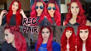 HOW TO dye dark hair bright red  WITHOUT bleach [upl. by Essirahc]