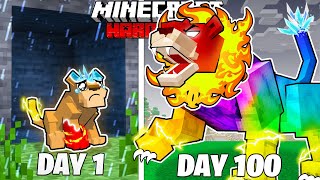 I Survived 100 Days as an ELEMENTAL LION in HARDCORE Minecraft [upl. by Noe]