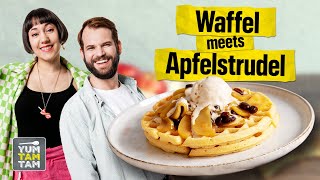 Belgische Waffeln  Waffel Rezept mit Apfelstrudel [upl. by Adriell]