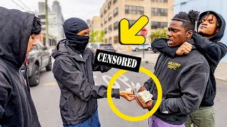 Flashing 100000 Infront Of Thugs In The Hood Prank GONE WRONG MUST WATCH [upl. by Rosabella612]