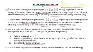 Homework Questions from Source Coding  Information Theory and Coding [upl. by Fesoj434]