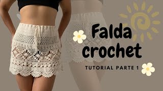 FALDA TEJIDA A CROCHET ☀️  Tutorial PARTE 1 [upl. by Chirlin649]