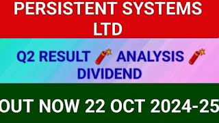 PERSISTENT SYSTEM LTD Q2 RESULT 2024 PERSISTENT SYSTEM LTD Q2 RESULT TODAY [upl. by Dorcas887]