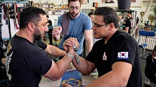 SCHOOLBOY VS 14X WORLD CHAMPION  ARM WRESTLING TRAINING 2024 [upl. by Ihel964]