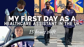 MY FIRST DAY AT WORK AS A HEALTHCARE ASSISTANT IN THE UK DOMICILIARY CARE 15 HOURS SHIFT [upl. by Anaxor]