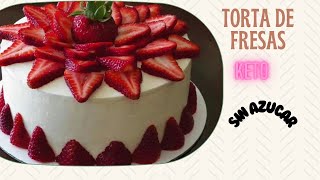 Torta keto sin Azucar Pastel sin Gluten sin Horno en Microondas con Harina de Almedras Y Fresas 🍓 [upl. by Gowon]