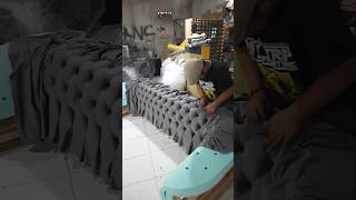 Proses pasang kain sandaran sofa chesterfield turkey custom furniture shortvideo shorts [upl. by Anelliw]