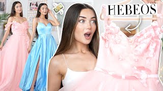 TRYING ON PROM DRESSES FROM HEBOES Most Beautiful Dresses Ever [upl. by Aenea121]