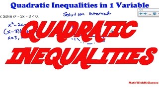 Quadratic Inequalities in One Variable [upl. by Ashbaugh]