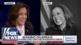 WATCH Kamala Harris uses strikingly similar language in interview and debate [upl. by Huff]