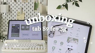 📦 Samsung Tab S9 FE 5G ⋆˚☁️ aesthetic unboxing and setup new cute keyboard yunziikeyboard [upl. by Hayton931]