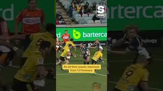 The most INSANE rugby intercept from SuperRugbyPacific legend TJ Perenara 🤯 [upl. by Nemad]