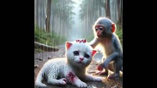 Cats 🆚 monkey FunnyBabyw6d Ayan6ml cat monkey 🐒shortsvideo [upl. by Aracot]