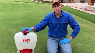 Applying a soil wetting agent to the putting green Hydrolink Advance [upl. by Sokul]