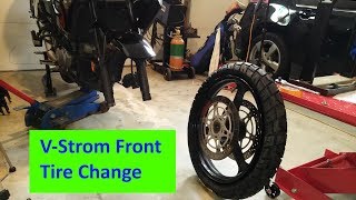 Front Tire Change  VStrom Motorcycle [upl. by Weight834]