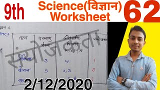 Class 9 science worksheet 62  9th class science worksheet 62  2 December 2020 [upl. by Avruch]