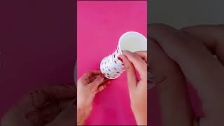 Paper cup flower💖💖 pot 🤔 very easy ❤❤beautiful flowerpot easycraft [upl. by Eisle323]