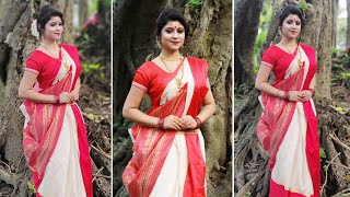 বাঙালি স্টাইলে শাড়ি পরা  Bengali Style Bridal Saree Draping  আটপৌরে শাড়ি পরার পদ্ধতি 💖😍 [upl. by Lema]