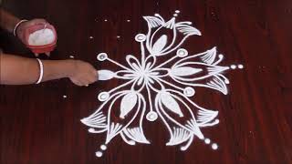 simple and easy rangoli II 7  4 dots kolam II easy rangoli [upl. by Columbine745]