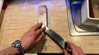 POV Sushi Chef Sharpening Knife on Whetstone [upl. by Alleram]