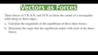 MAGNITUDE OF EQUILIBRANT Of Forces Acting Along Edges Of Rectangular Solid [upl. by Liahcim]