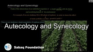 Autecology and Synecology Biology Lecture  Sabaqpk [upl. by Nywra298]