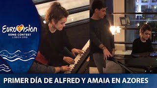 Primer día de ALFRED y AMAIA en las AZORES  Eurovisión 2018 [upl. by Nnylak415]