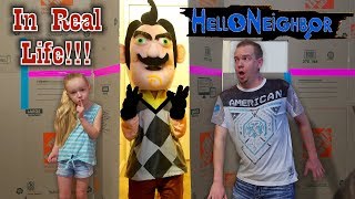 Hello Neighbor in Real Life Squishy Scavenger Hunt Game in Huge Box Fort Maze [upl. by Benil]