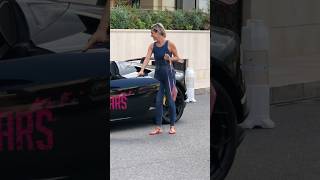 Rich blonde woman getting out her Lamborghini at Hotel Paris billionaire monaco luxury lifestyle [upl. by Koblas373]