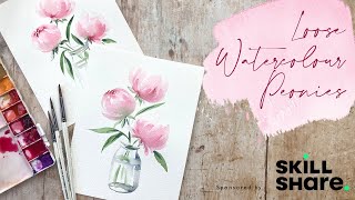 How to Paint Loose Watercolour Peonies [upl. by Katzen]